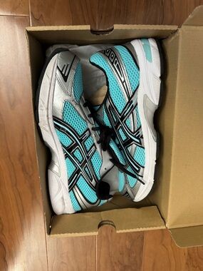 Asics Teal, Silver & Black Mesh Running Sneakers